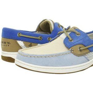 Sperry Top-Sider Bluefish 2 Eye Blue White Tan Open Mesh, Size: 8